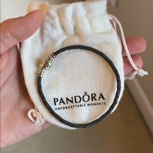 Pandora Grey Chord Leather Charm Bracelet